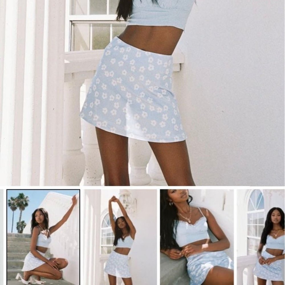 PRINCESS POLLY BLUE OLTON MINI SKIRT